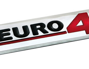 Emblema Antinquinamento 3D cromato – 100×25 mm – Euro 4