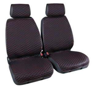 Cover-Tech Leatherette, coppia coprisedili anteriori in similpelle – Nero/Rosso
