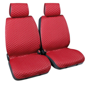 Cover-Tech Leatherette, coppia coprisedili anteriori in similpelle – Bordeaux/Bianco