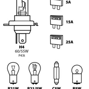 Kit lampade di ricambio 8 pz, alogena H4 – 12V