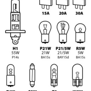 Kit lampade di ricambio 11 pz, alogena H1 – 12V
