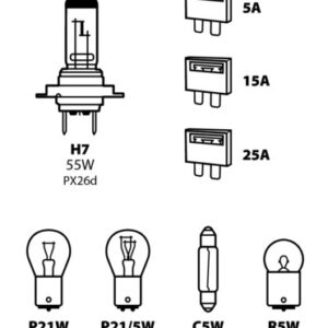 Kit lampade di ricambio 8 pz, alogena H7 – 12V