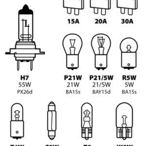Kit lampade di ricambio 11 pz, alogena H7 – 12V