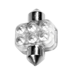 12V Lampada siluro 6 Led – 18×31 mm – SV8,5-8 – 1 pz  – Scatola – Bianco