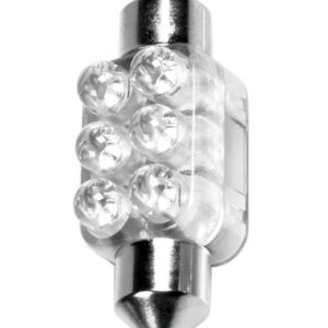 12V Lampada siluro 6 Led – 13×35 mm – SV8,5-8 – 1 pz  – Scatola – Bianco