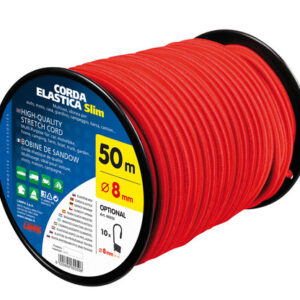 Corda elastica in bobina, rosso – Ø 8 mm – 50 m