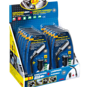 Lampada flessibile a LED COB + caricatore USB 12/24V – Display 12 pz